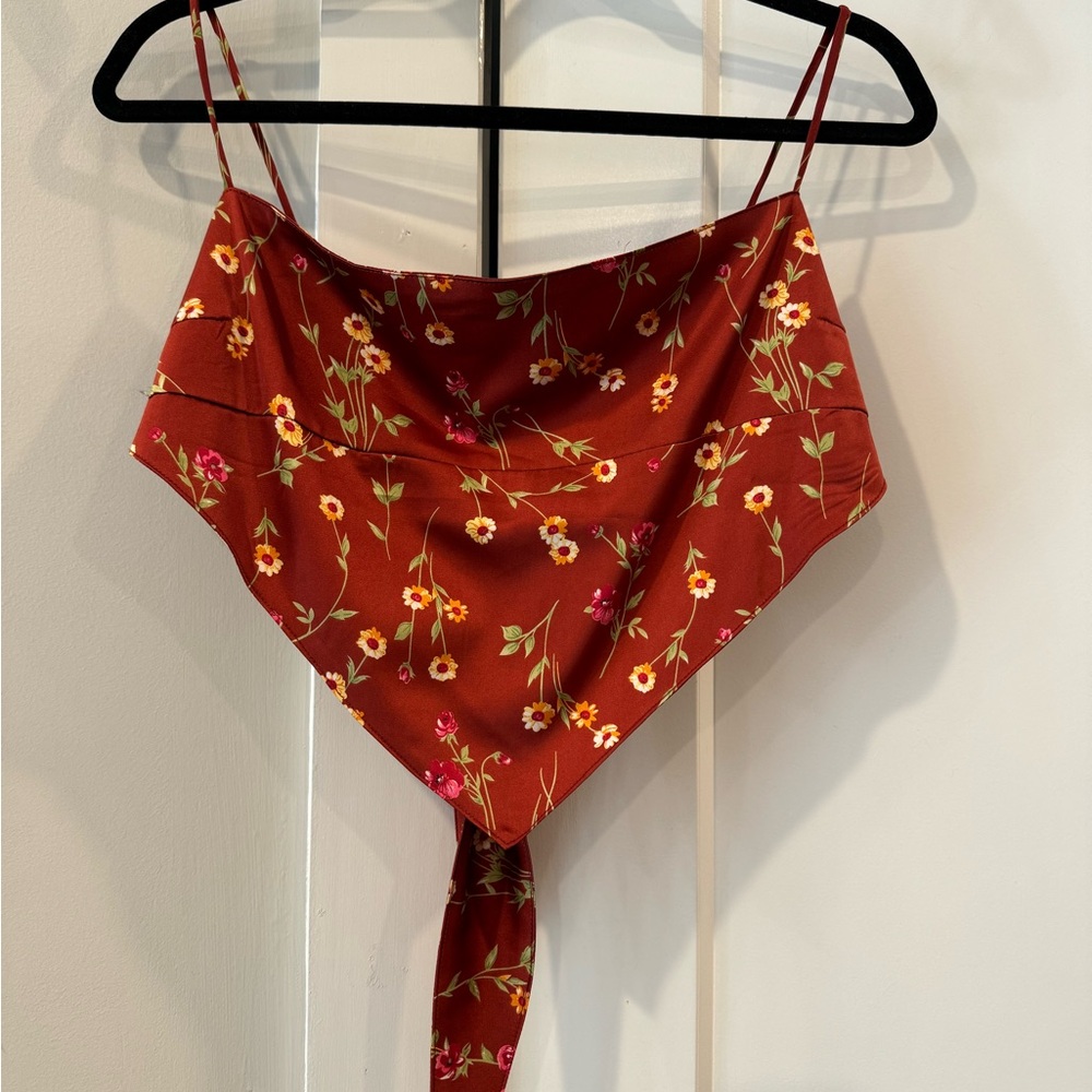 DANIELLE BERNSTEIN burnt orange floral top